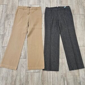 Lands End Dress‎ Pants Bundle Womens 2 4 Tan Grey Khaki Herringbone Wool Blend